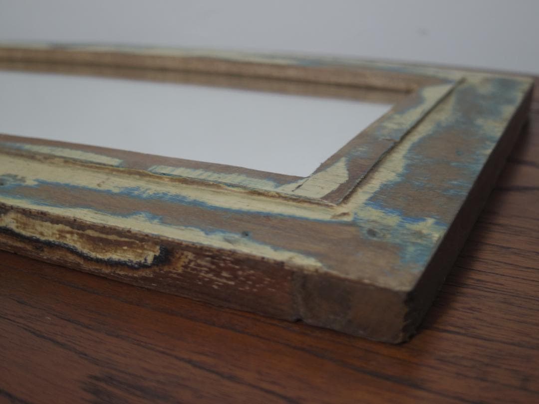 【　インド　ヴィンテージ　ミラー　】鏡　アンティーク　レリーフ　木製　壁掛け