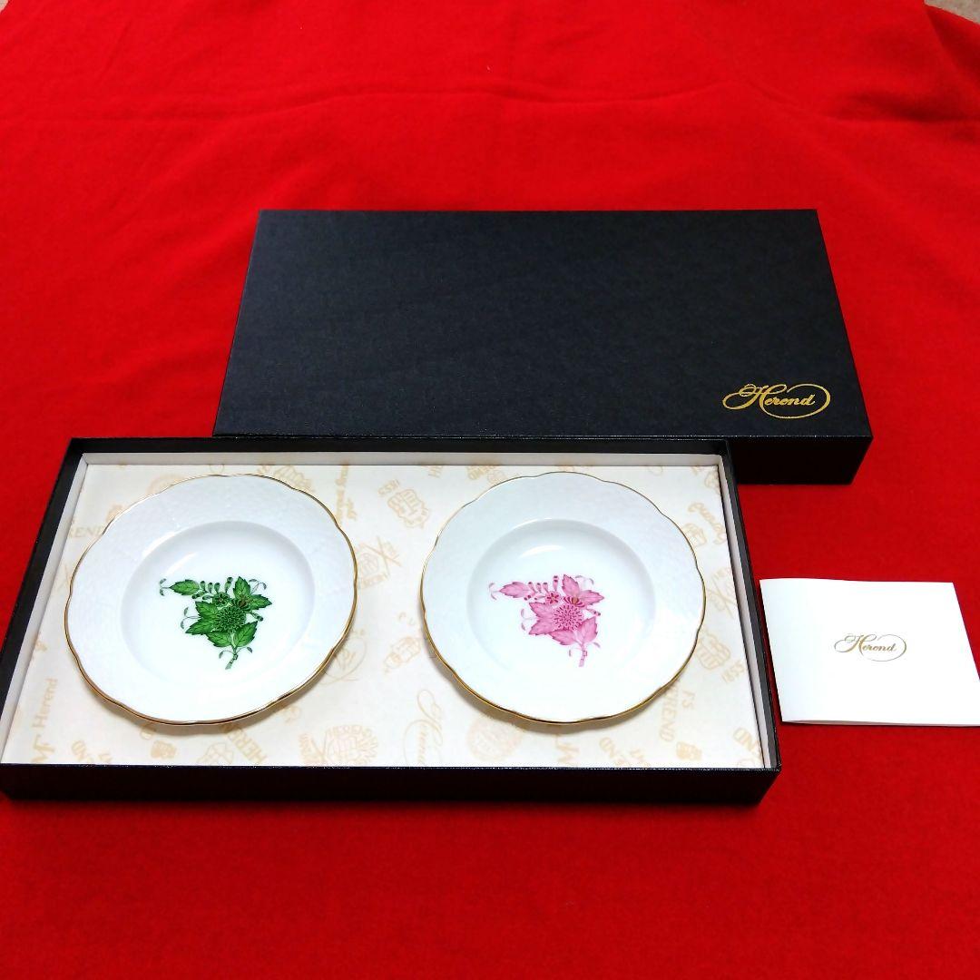 新新品ヘレンド アポニ- グリ-ン ベビ-ピンク オリエンタルボウルペア