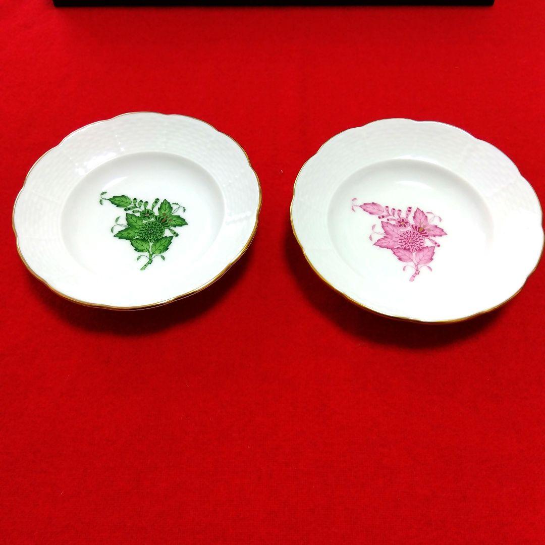 新新品ヘレンド アポニ- グリ-ン ベビ-ピンク オリエンタルボウルペア