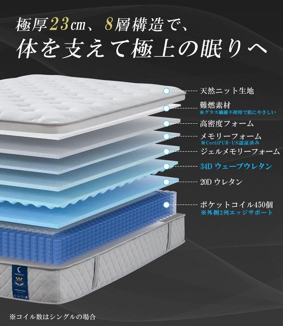 【高反発23cm厚】マットレス シングル