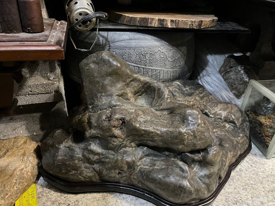 神居古潭石 、特大６０センチ、古潭石 神居古潭石緑泥石 水石 、水石展示会用