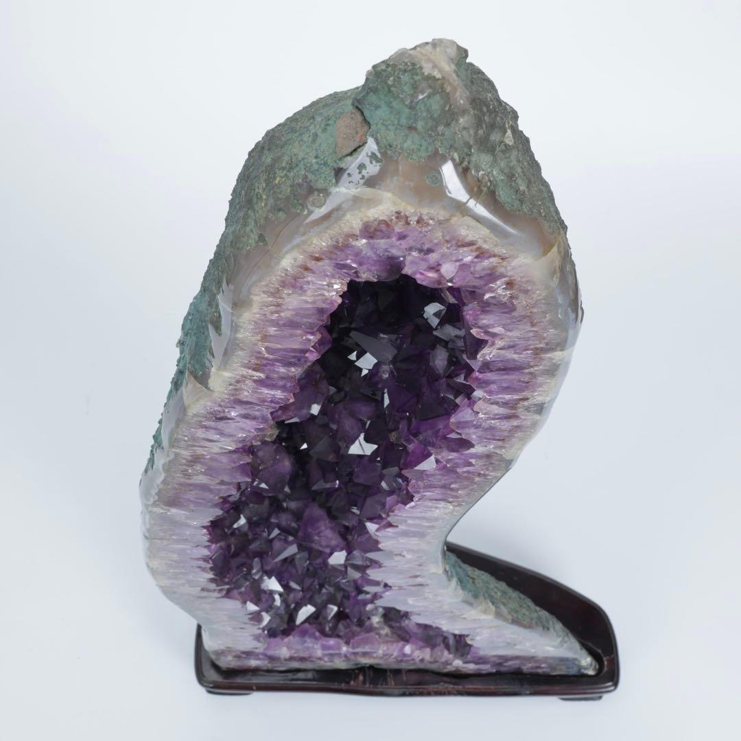 特大 天然アメジスト 原石ジオード 13.4kg 紫水晶クラスター 台付 鑑賞石