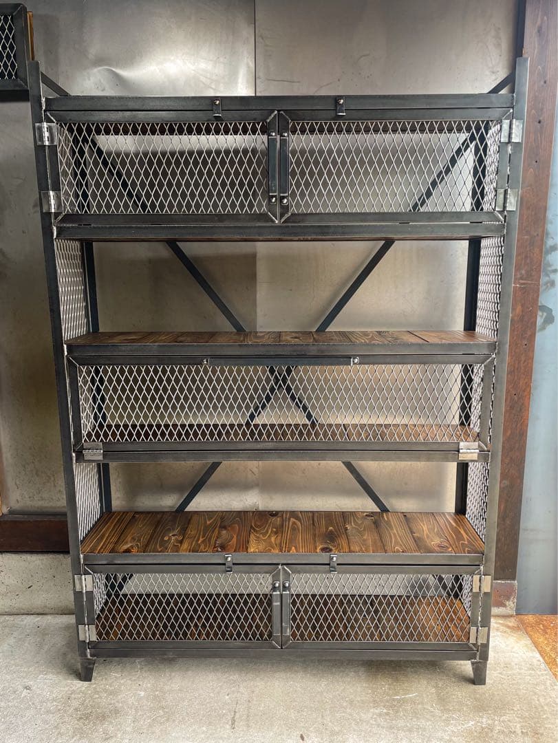 アイアンシェルフB［ワイド］ アイアン家具　キャビネット　コレクションケース