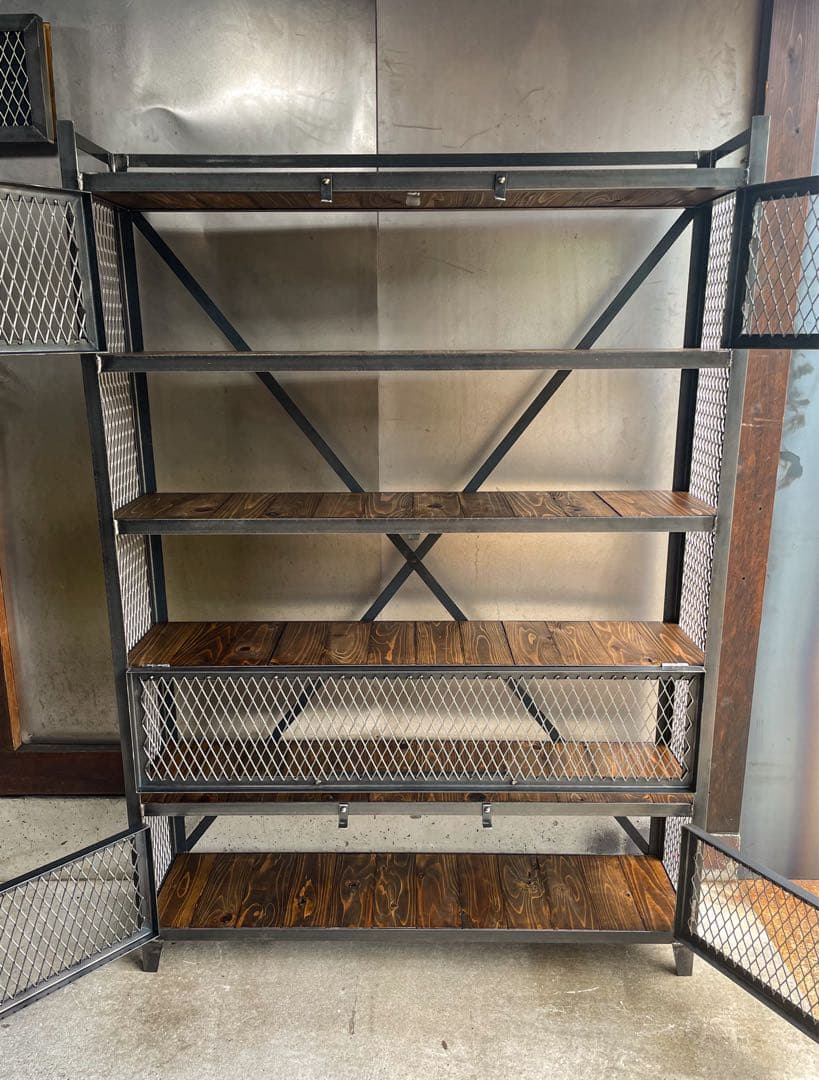 アイアンシェルフB［ワイド］ アイアン家具　キャビネット　コレクションケース