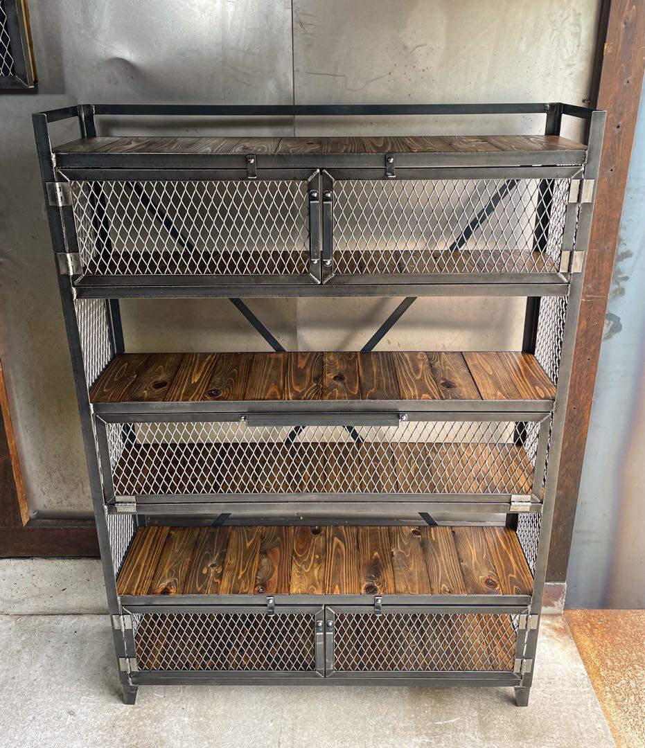 アイアンシェルフB［ワイド］ アイアン家具　キャビネット　コレクションケース