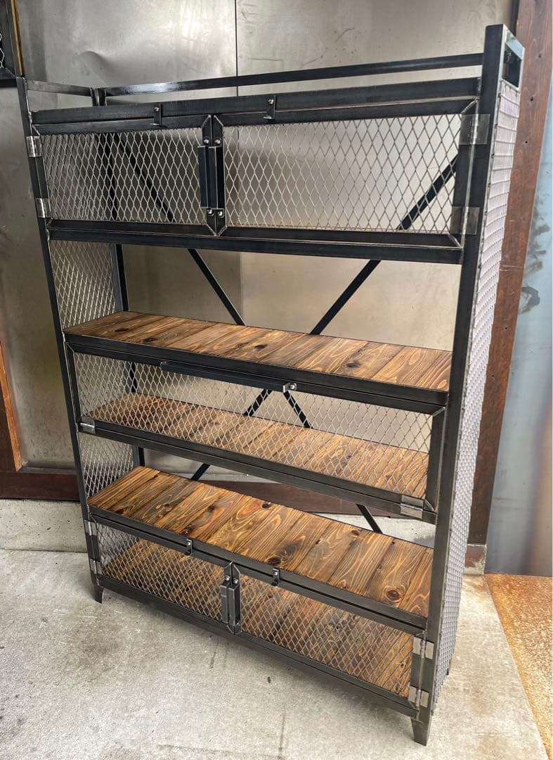 アイアンシェルフB［ワイド］ アイアン家具　キャビネット　コレクションケース