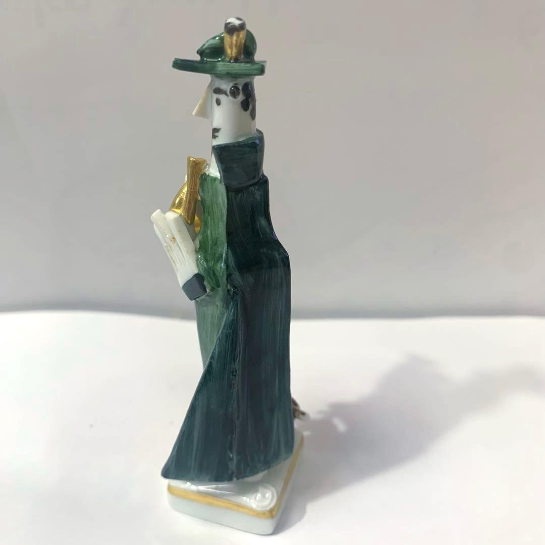 お値下げ☆マイセン 手捻り人形 ホルン吹きの男と犬