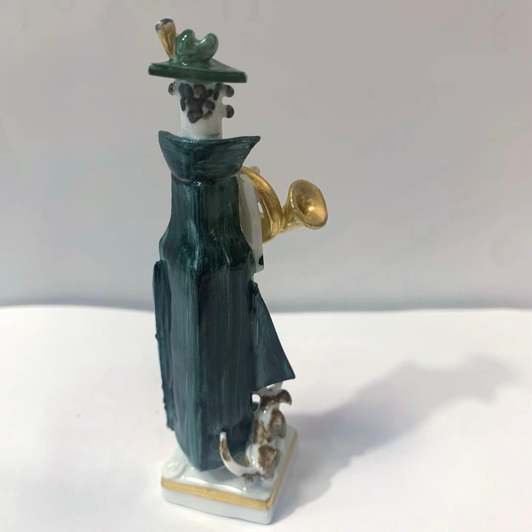 お値下げ☆マイセン 手捻り人形 ホルン吹きの男と犬