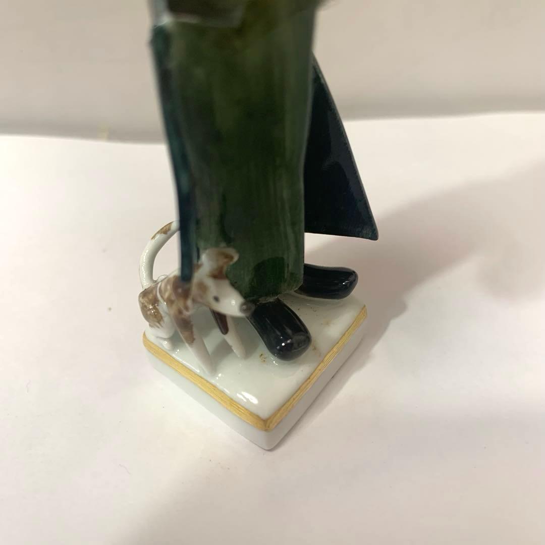 お値下げ☆マイセン 手捻り人形 ホルン吹きの男と犬