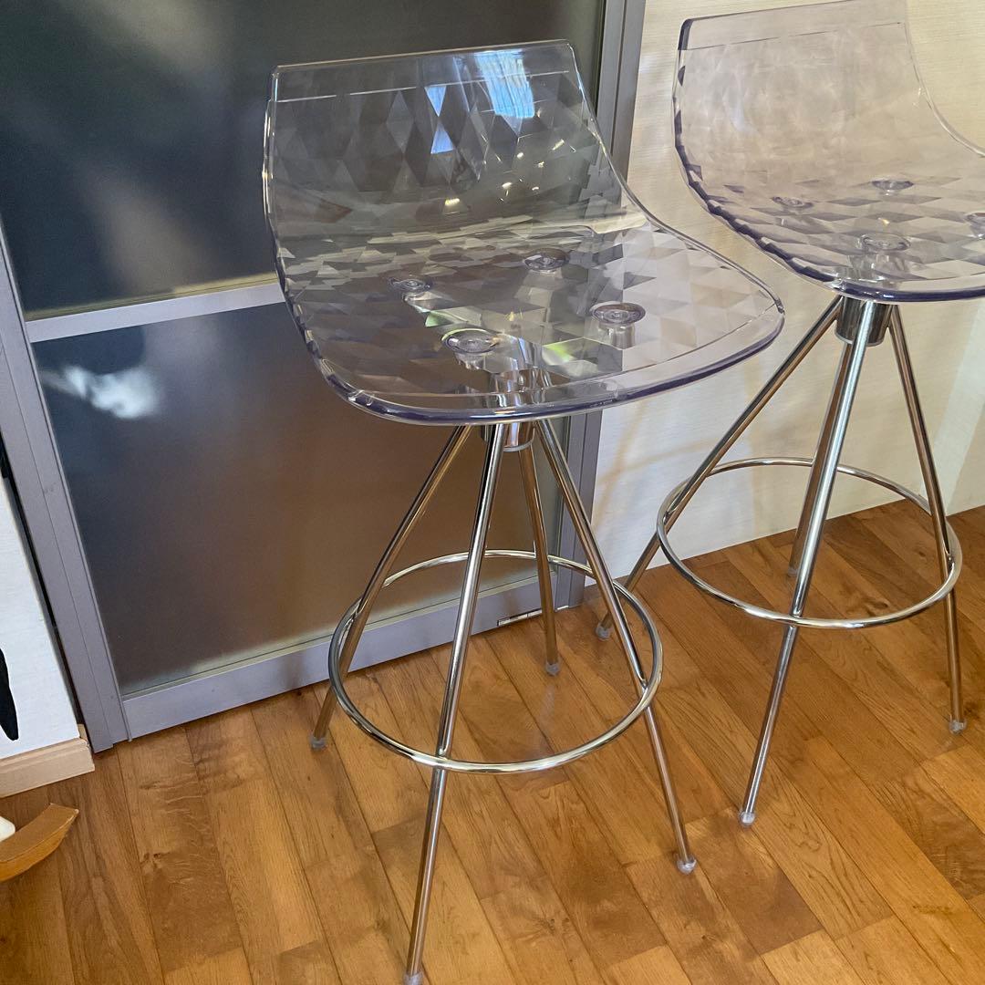 Calligaris カルガリス ダイヤモンド パターン クリア スツール 2脚