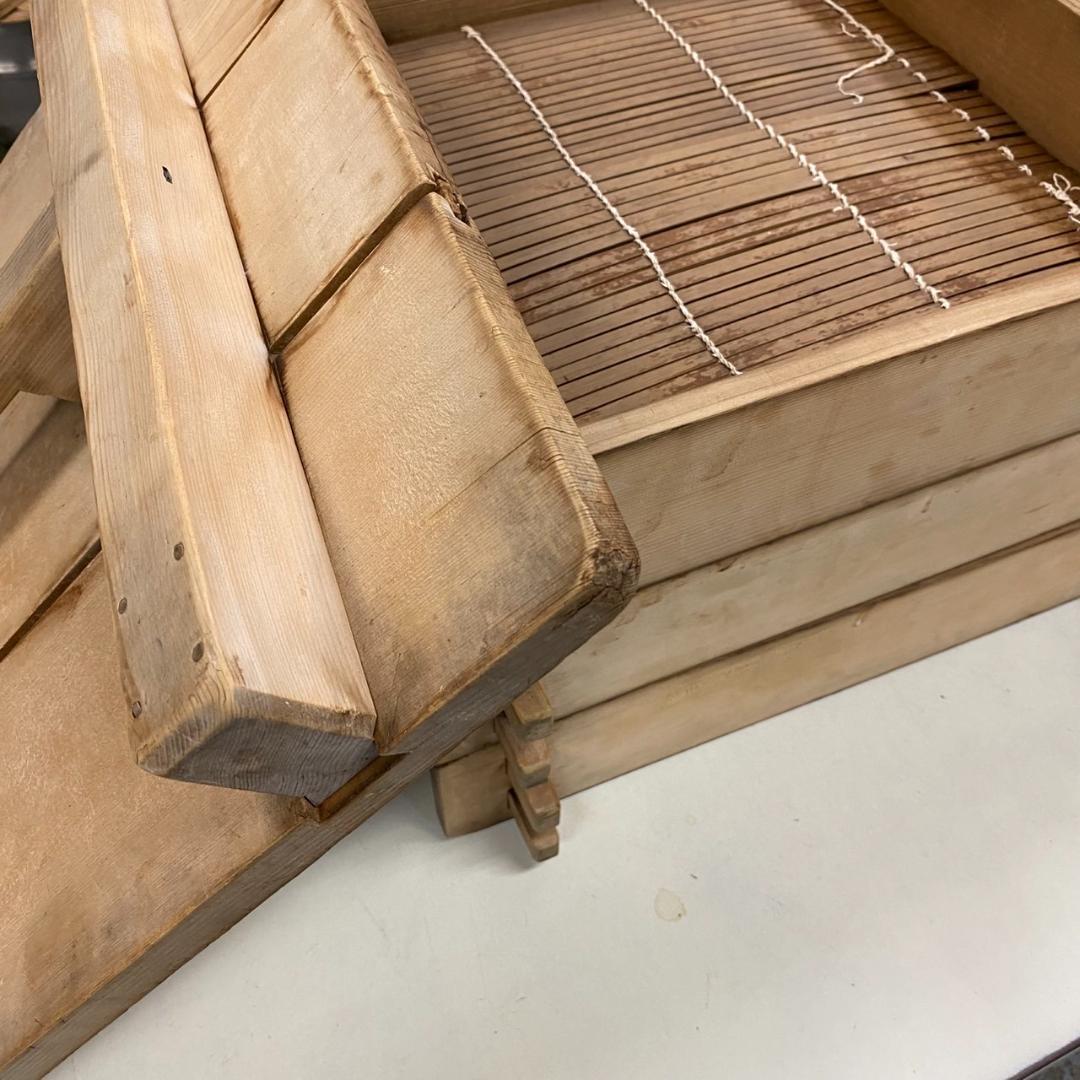 菓子屋用中古品　角蒸し蒸篭（せいろ）　蒸篭3枚＋木蓋　おまけで竹すだれ3枚