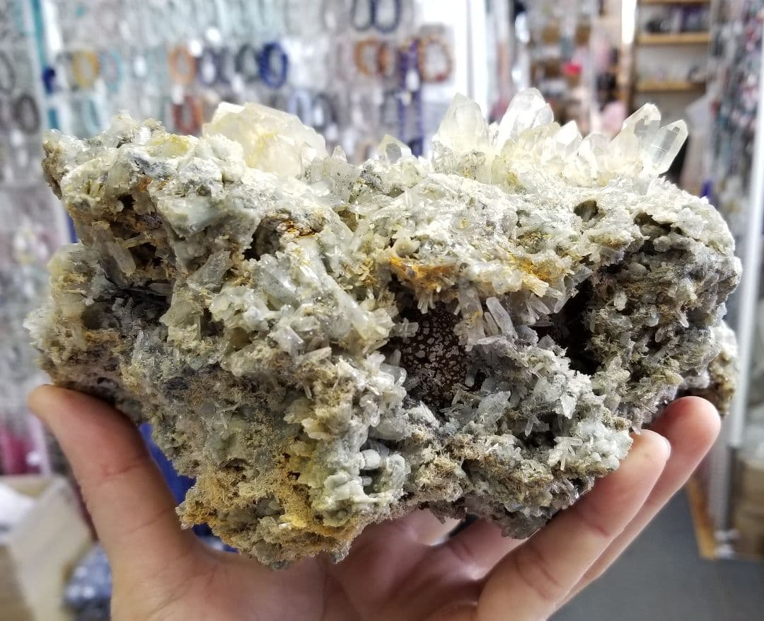 国産鉱物　長野県産　水晶　クラスター　20cm