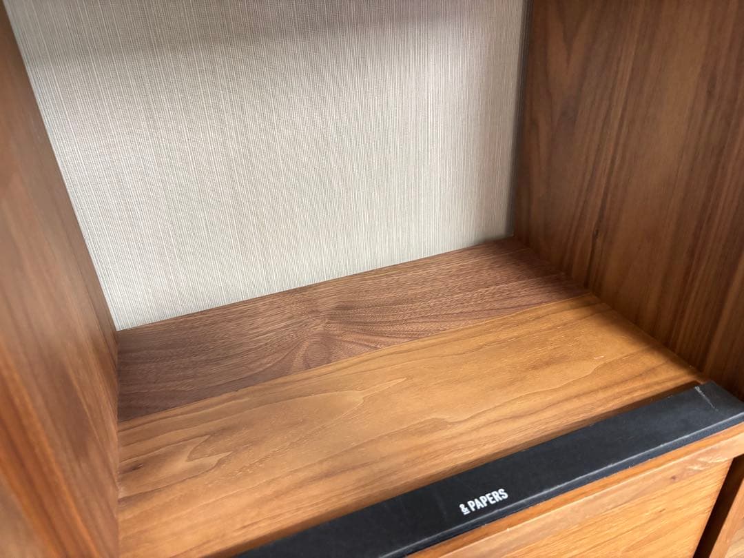 【送料込・無印良品】スタッキングシェルフ ウォールナット ５段×２列 引出し3個