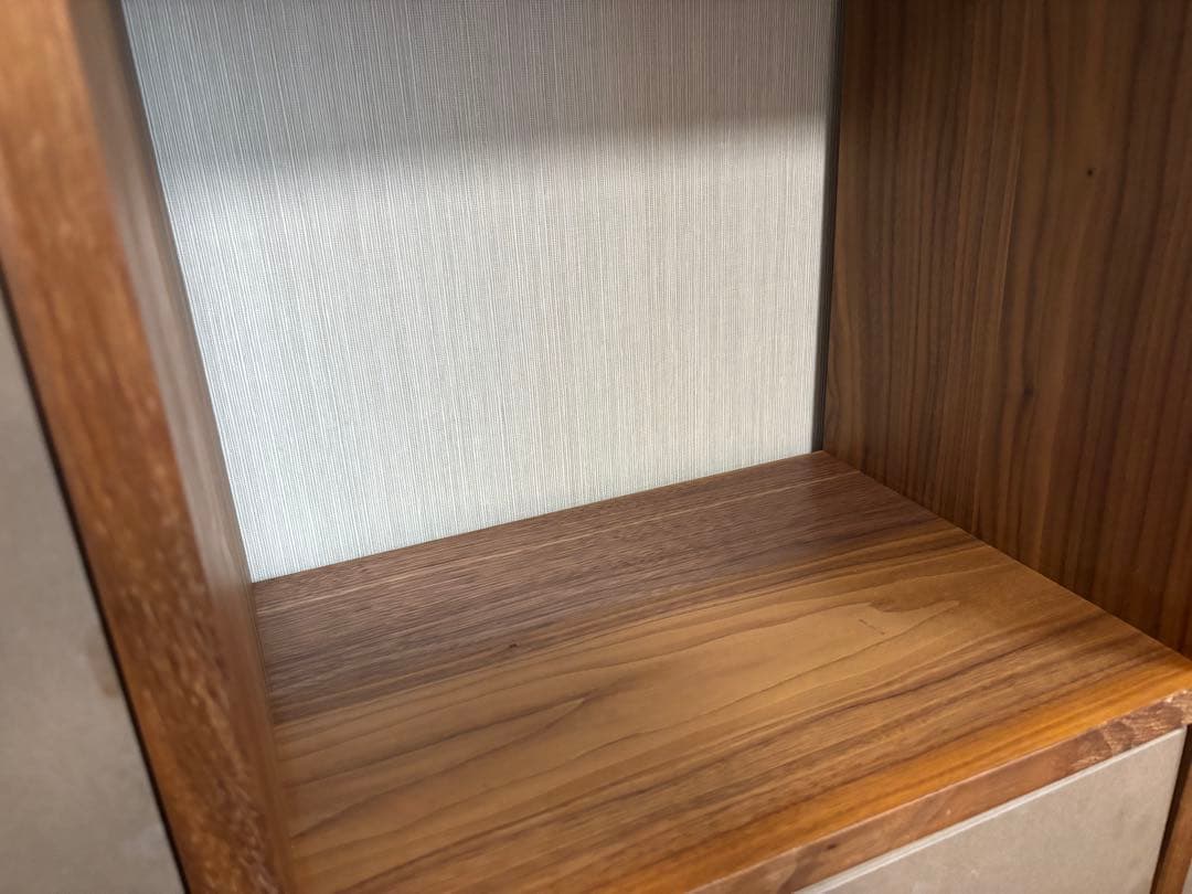 【送料込・無印良品】スタッキングシェルフ ウォールナット ５段×２列 引出し3個