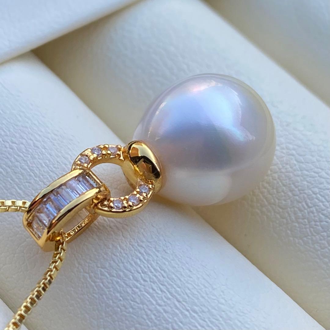 本真珠　南洋白蝶真珠ネックレストップ　13.3*11.9mmPT950