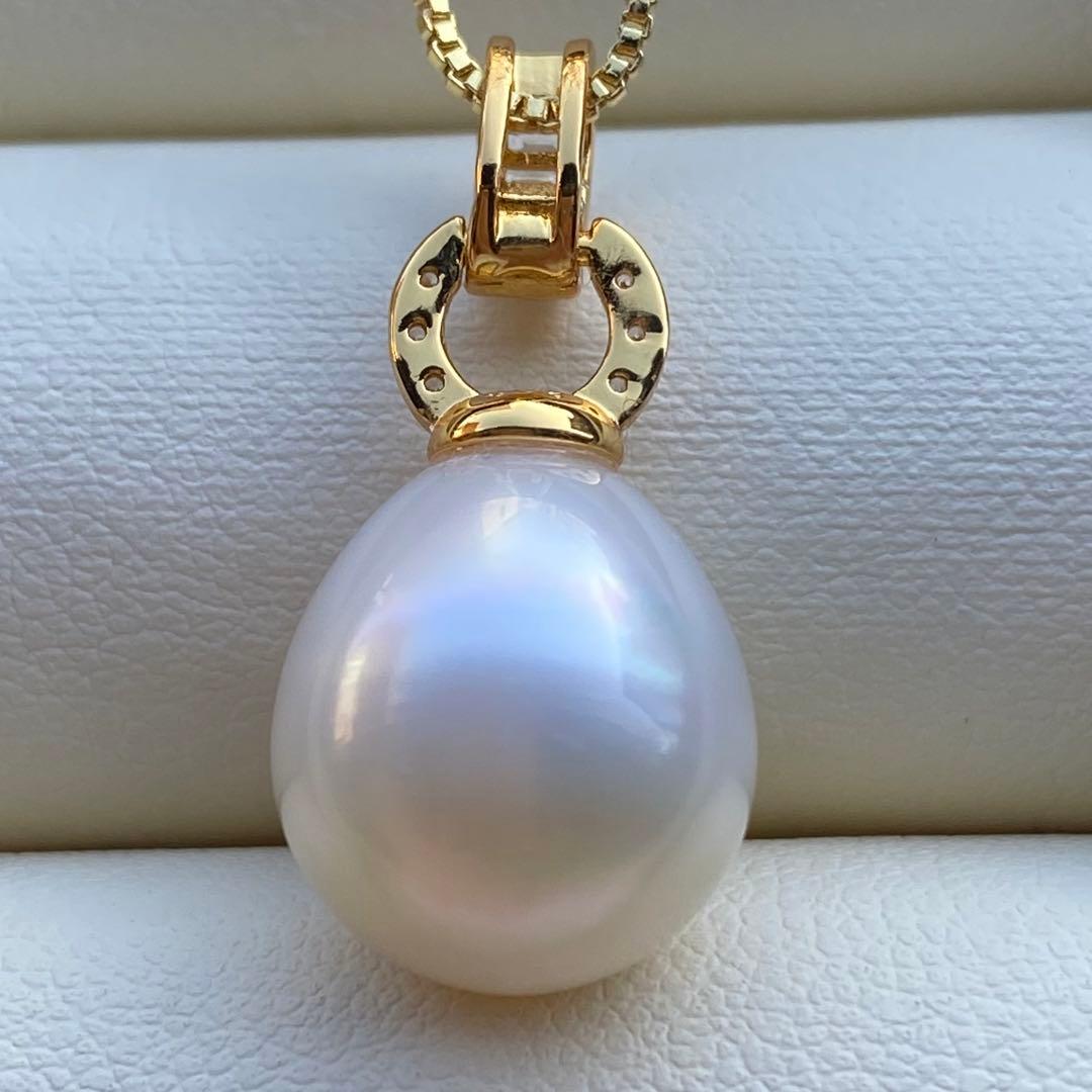 本真珠　南洋白蝶真珠ネックレストップ　13.3*11.9mmPT950