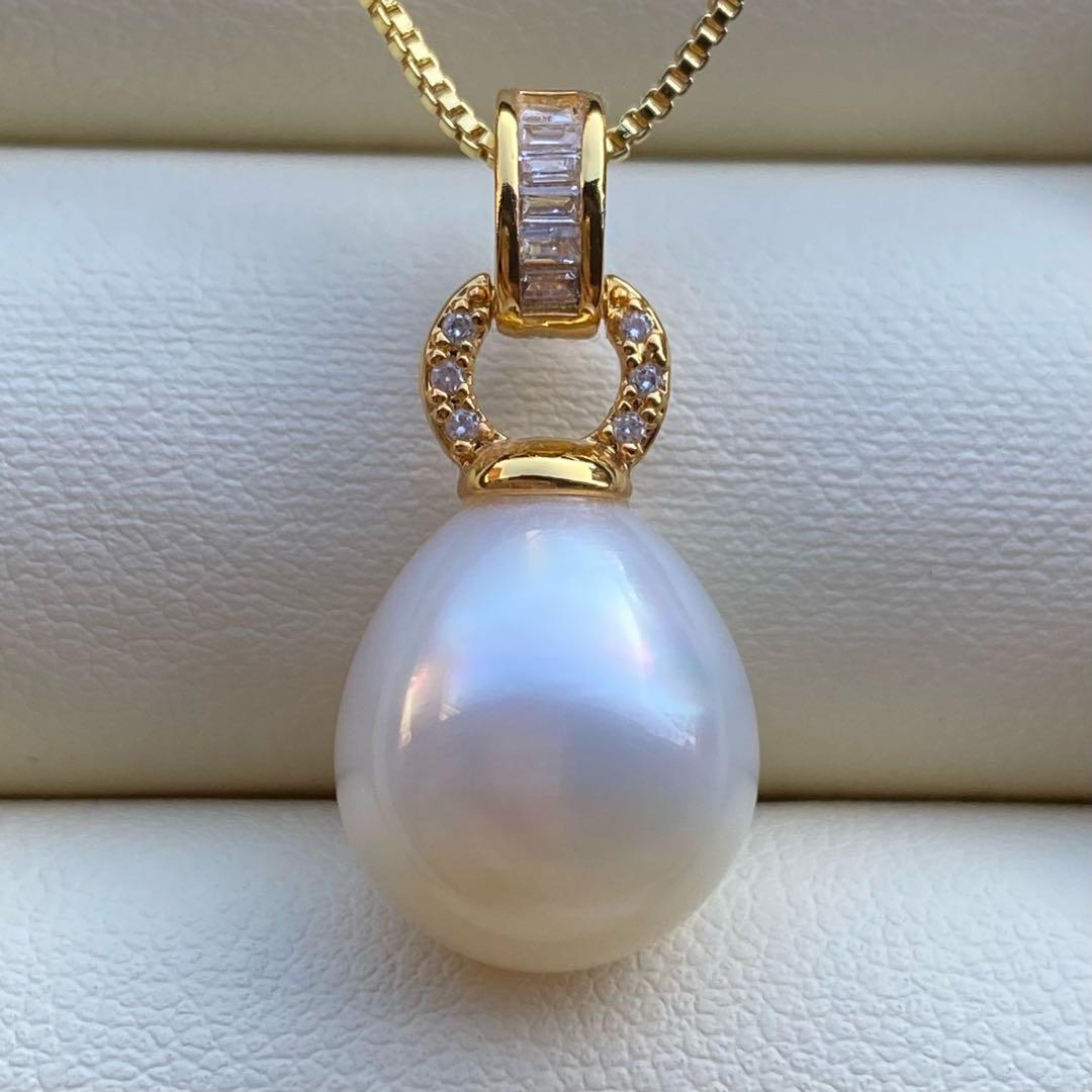 本真珠　南洋白蝶真珠ネックレストップ　13.3*11.9mmPT950