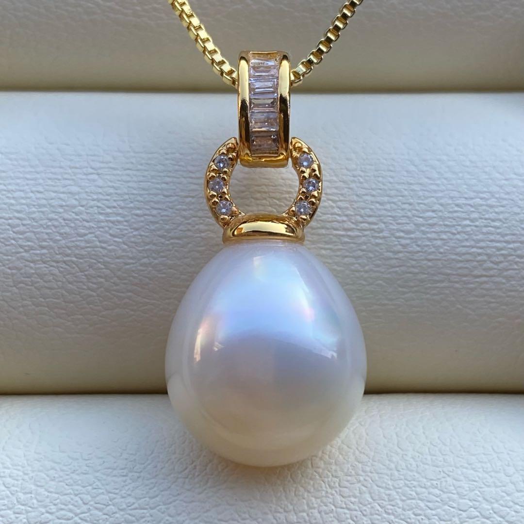 本真珠　南洋白蝶真珠ネックレストップ　13.3*11.9mmPT950