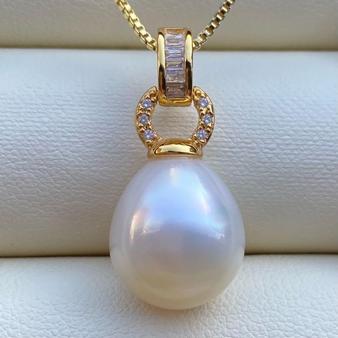 本真珠　南洋白蝶真珠ネックレストップ　13.3*11.9mmPT950