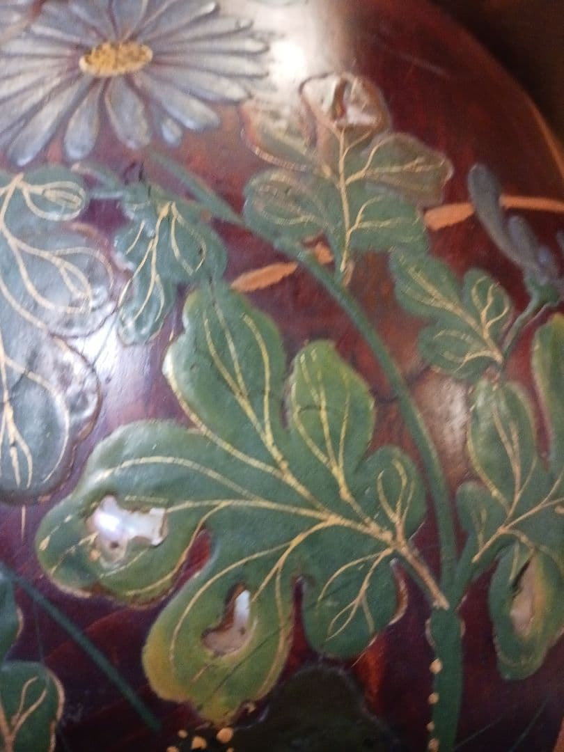 『超美品』火鉢　けやき　高級 蝶々　蒔絵　アンティーク　雑貨　骨董　古民具　加賀