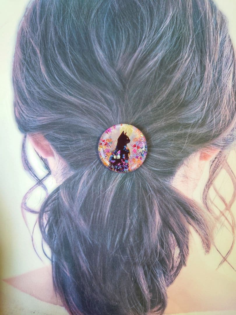 レジン 猫 ヘアゴム ブローチ ポニーフック No.509 - メルカリ