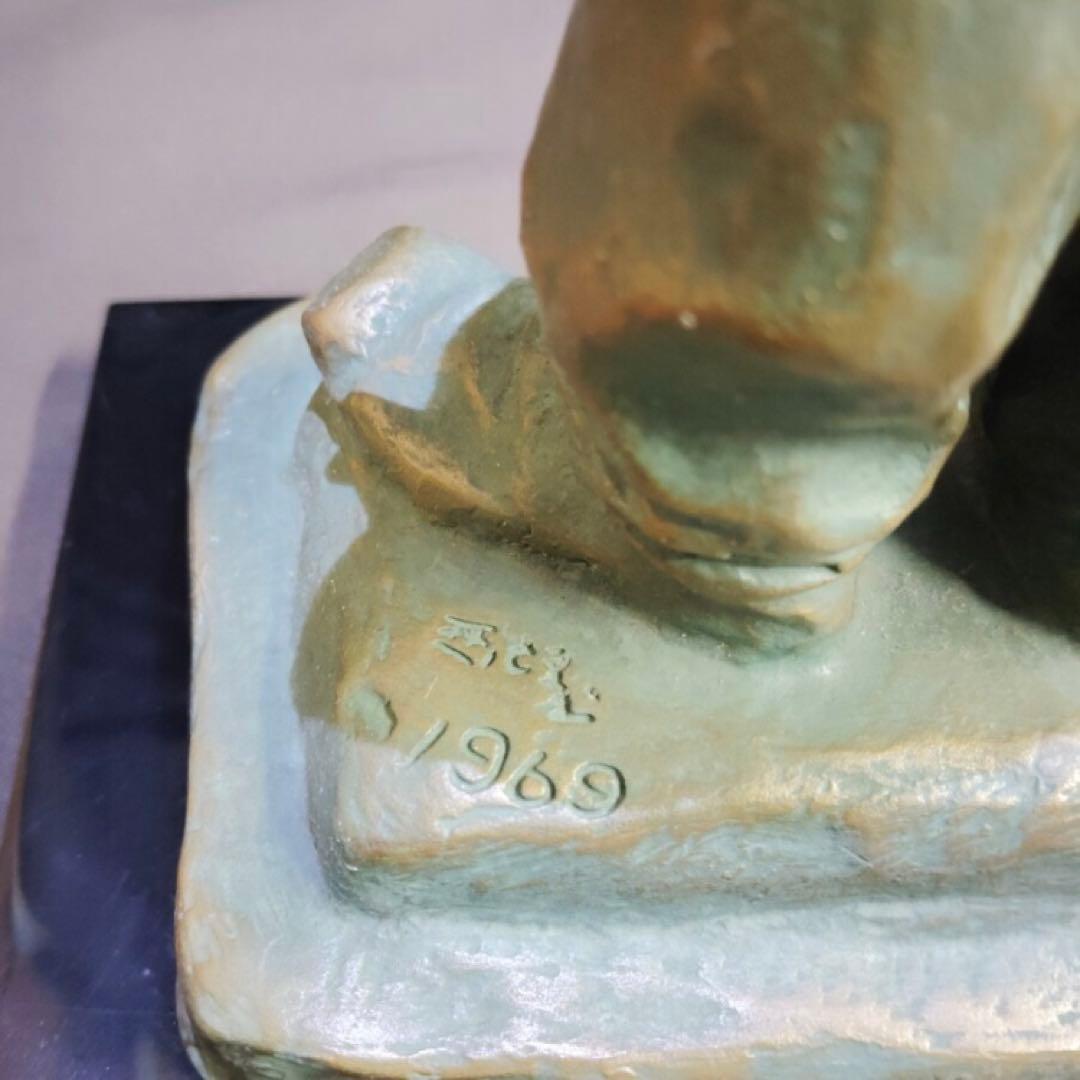 巨匠　北村西望　将軍の孫　ブロンズ像　1969年　飾り台付　銘 オブジェ 置物