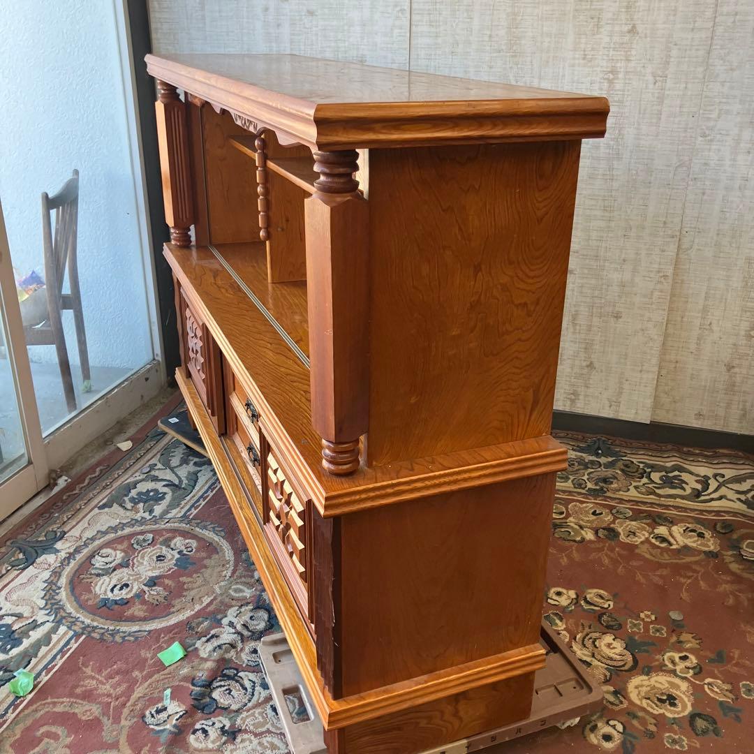 昭和レトロ 北城産業 大型 木製サイドボード 飾り棚 古家具 古道具 ビンテージ