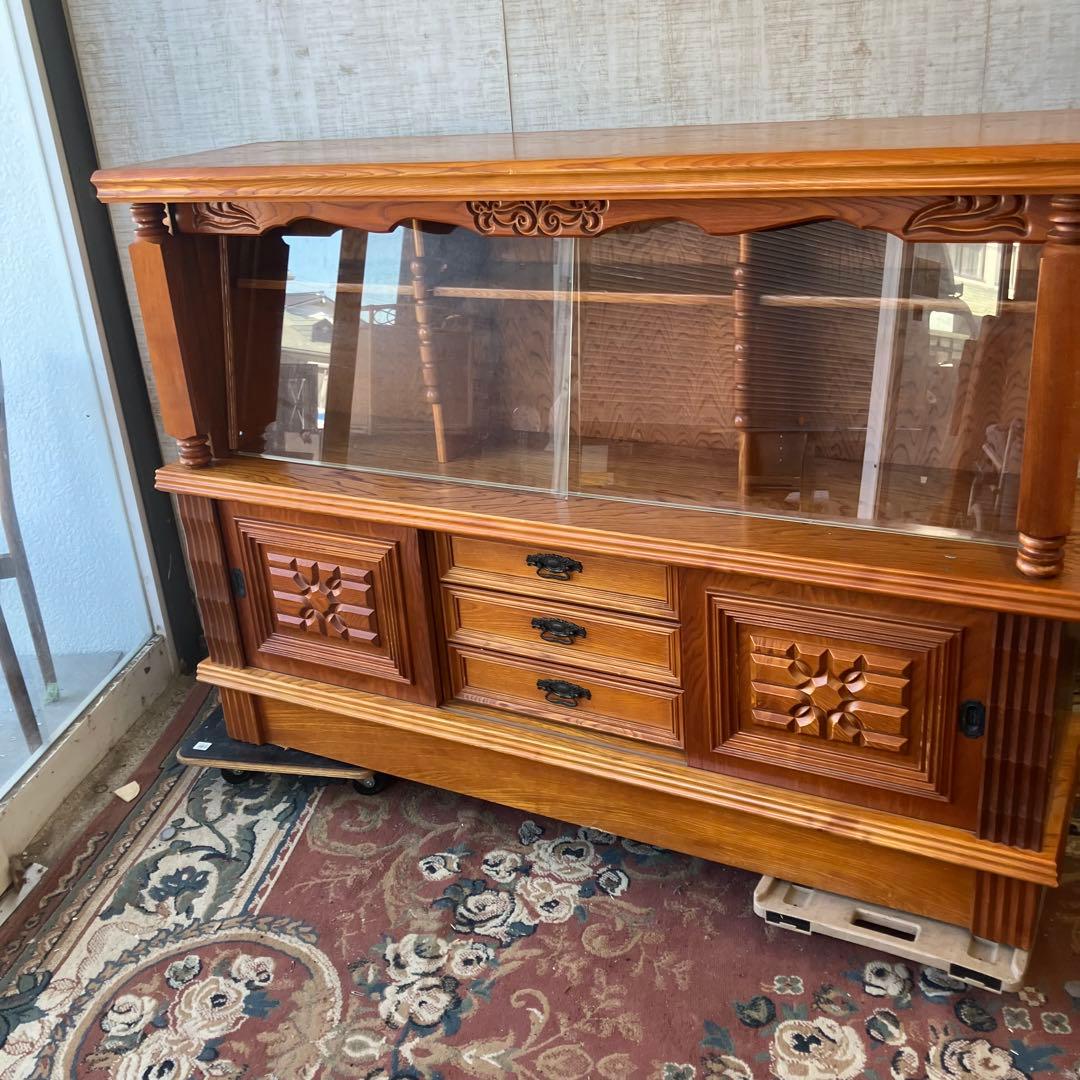 昭和レトロ 北城産業 大型 木製サイドボード 飾り棚 古家具 古道具 ビンテージ