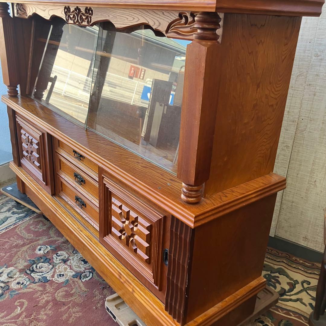 昭和レトロ 北城産業 大型 木製サイドボード 飾り棚 古家具 古道具 ビンテージ