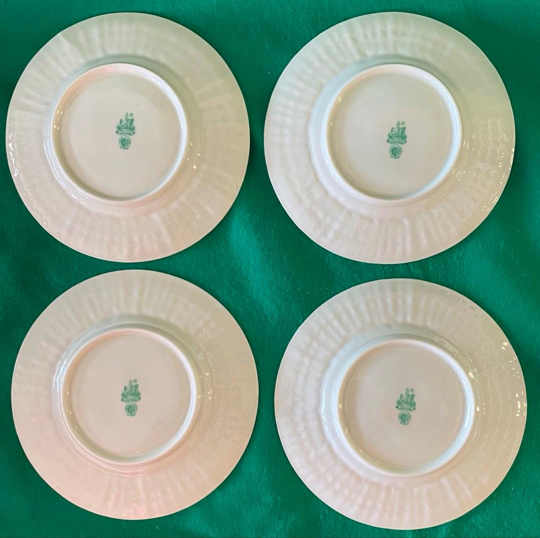 belleek ベリーク リンペット ケーキ皿 プレート 縁飾り付き 4枚