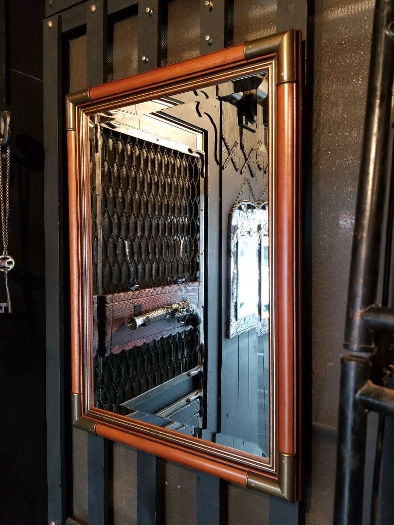 塩川光明堂　イタリア製　ヴィンテージ　真鍮　金具　トラッド　モダン　ミラー　鏡