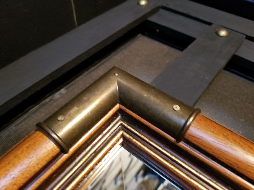 塩川光明堂　イタリア製　ヴィンテージ　真鍮　金具　トラッド　モダン　ミラー　鏡