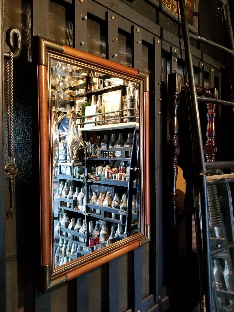 塩川光明堂　イタリア製　ヴィンテージ　真鍮　金具　トラッド　モダン　ミラー　鏡