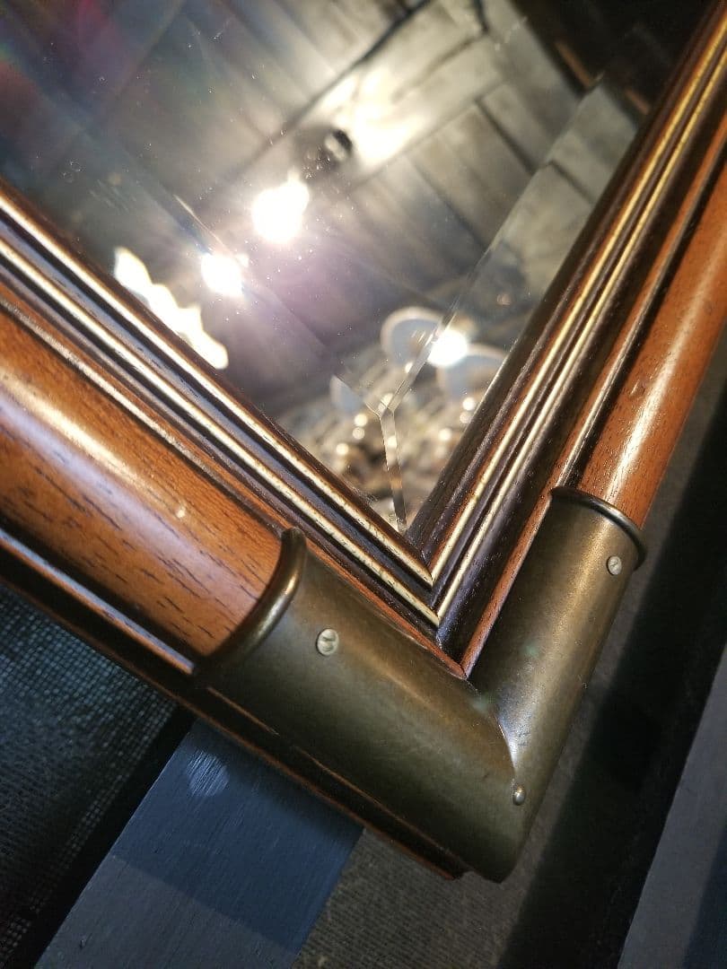 塩川光明堂　イタリア製　ヴィンテージ　真鍮　金具　トラッド　モダン　ミラー　鏡