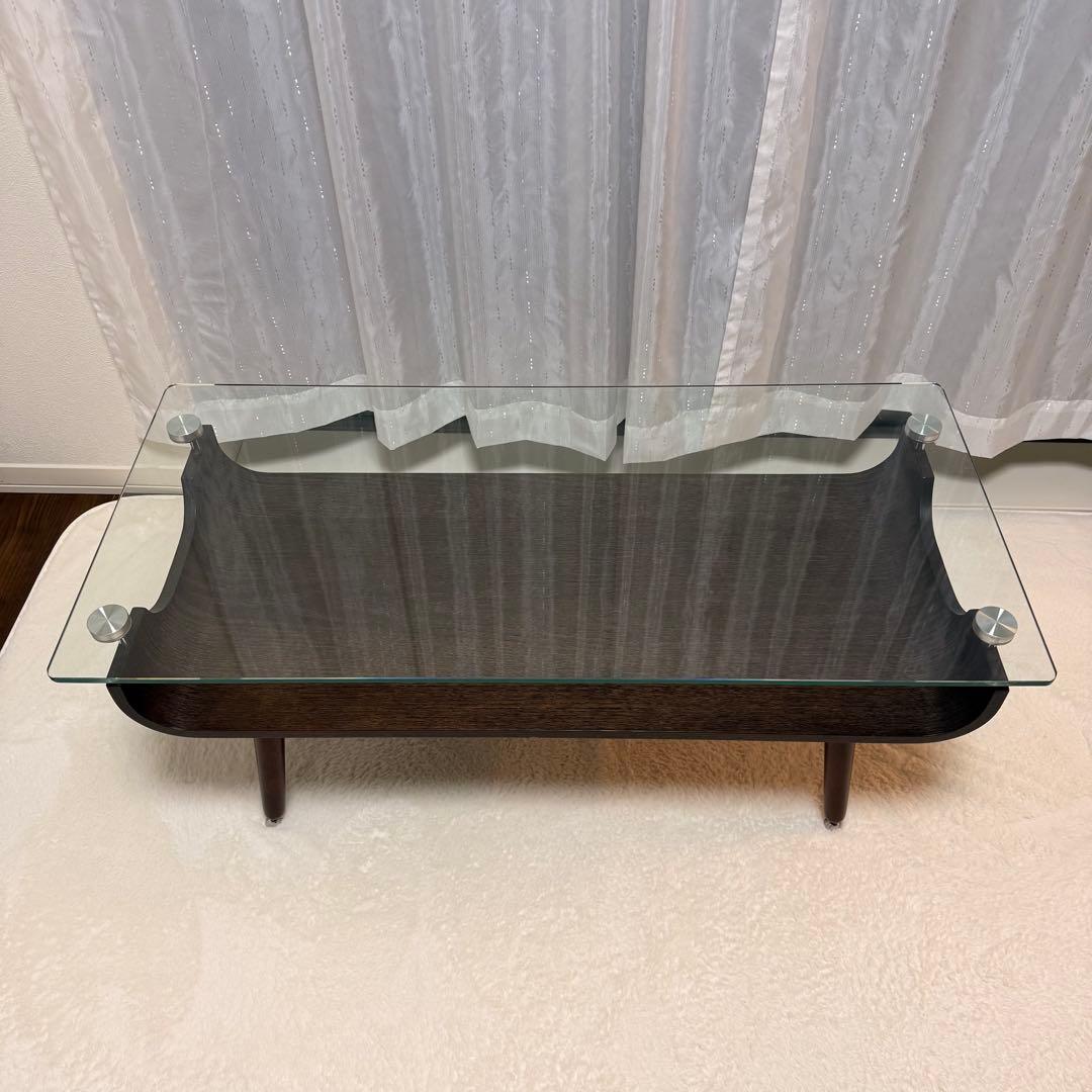 ニトリ センターテーブル ノルディック 強化ガラス ダークブラウン