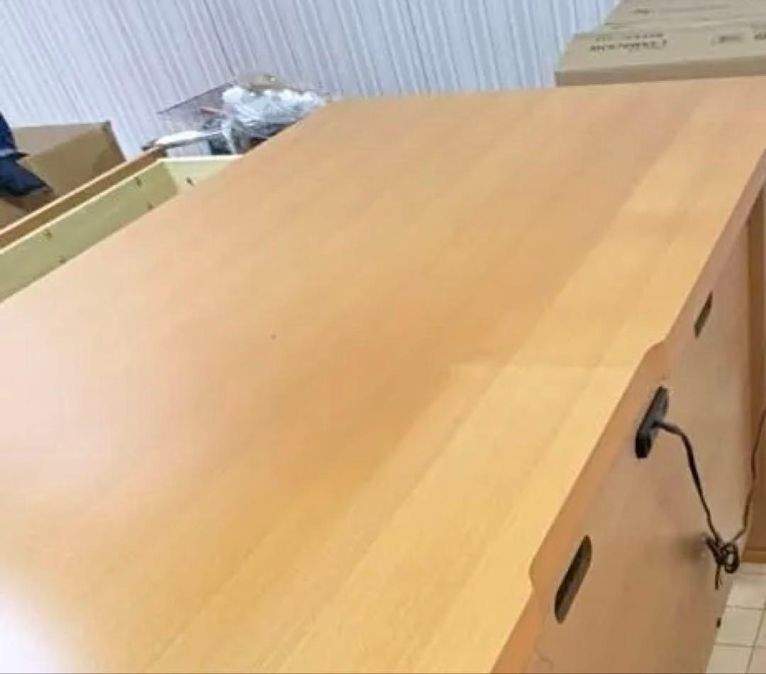 ナチュラル 木製 デスク 事務机 2引き出し