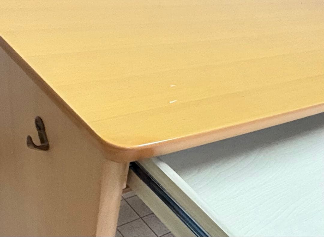 ナチュラル 木製 デスク 事務机 2引き出し