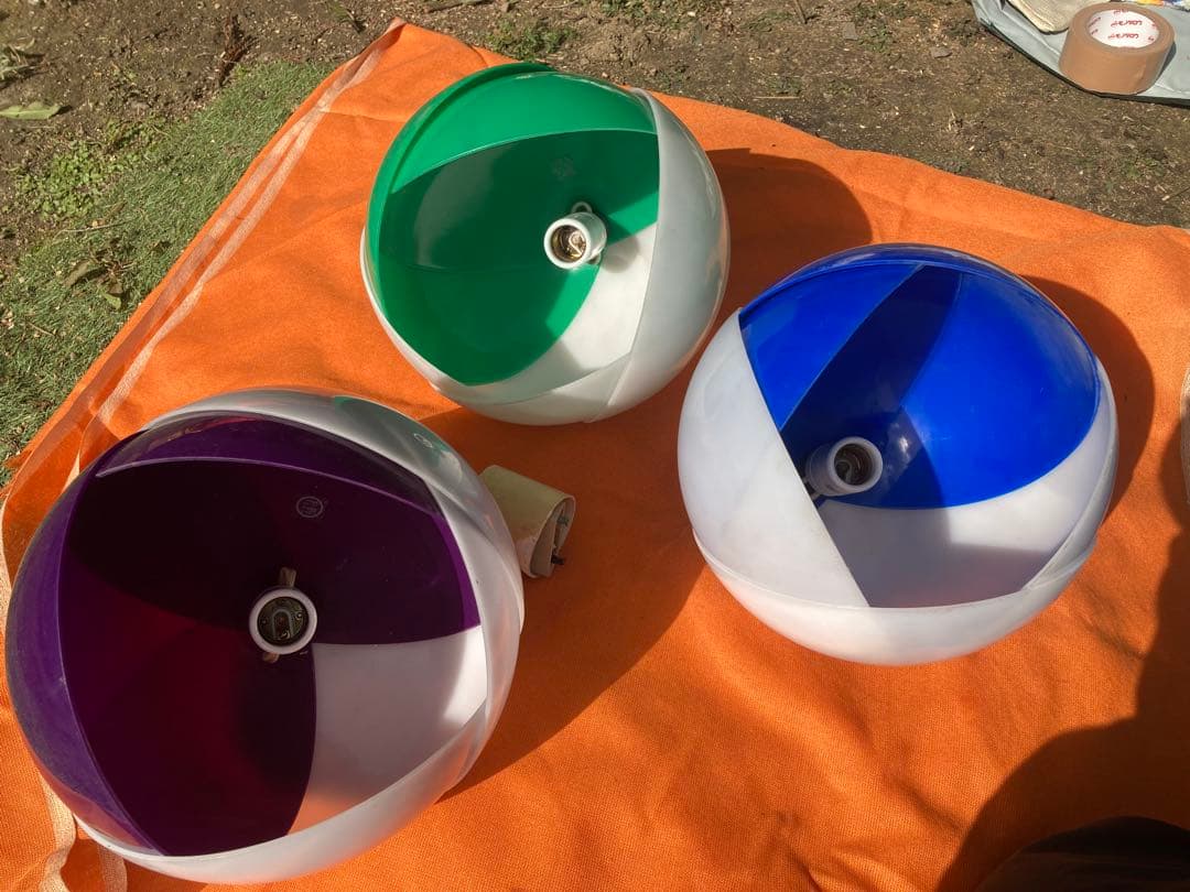 ３個！昭和レトロ レトロポップチューリップ型の電気傘 ライト。ナショナル。