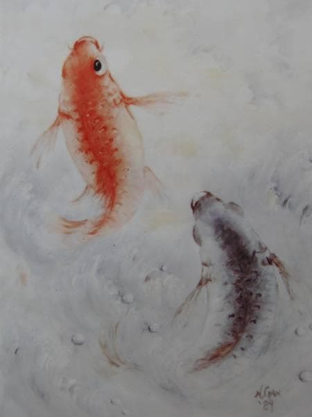 ナンシー ガン、「鯉魚」、★極希少画集★、新品高級額・額装付