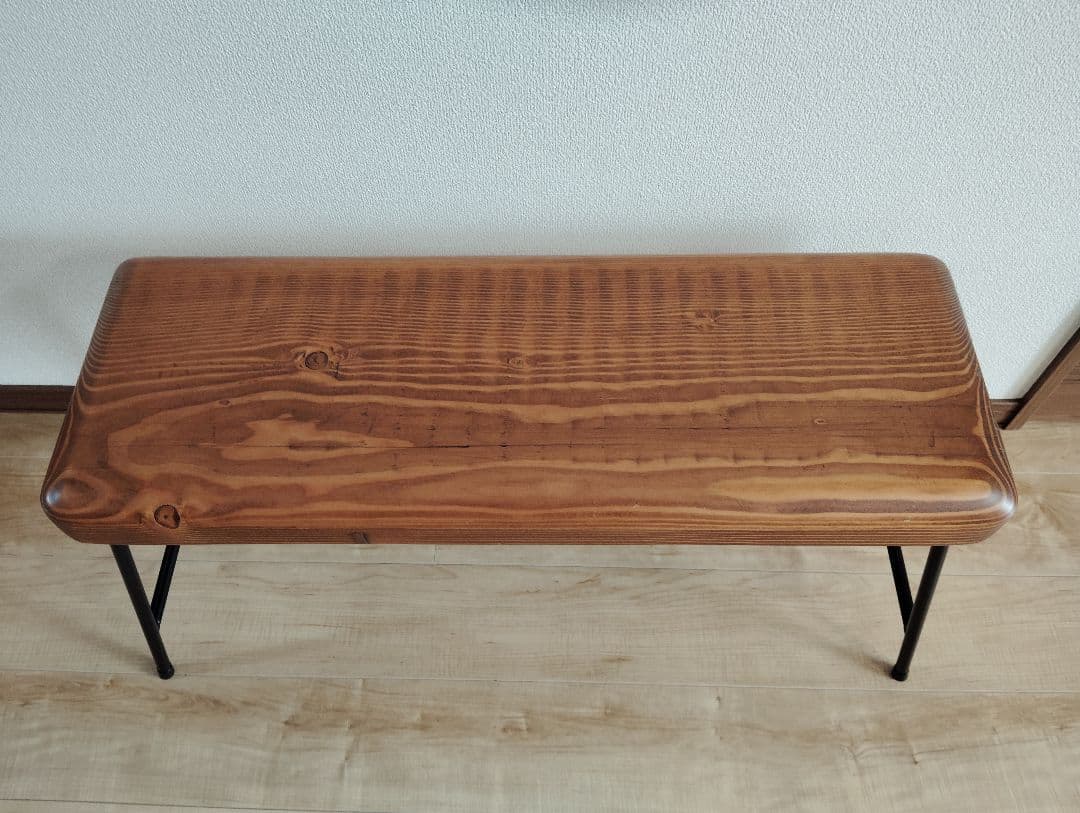 木製ベンチ　スチール脚　ブラウン