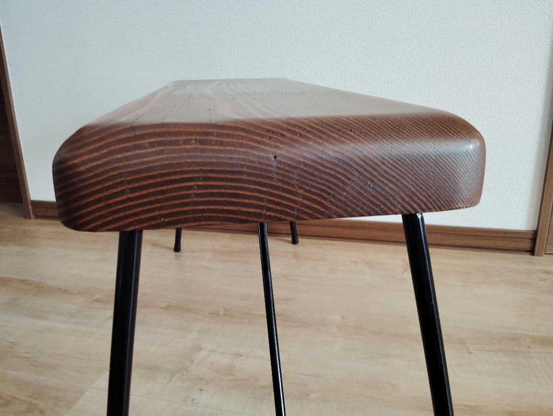 木製ベンチ　スチール脚　ブラウン