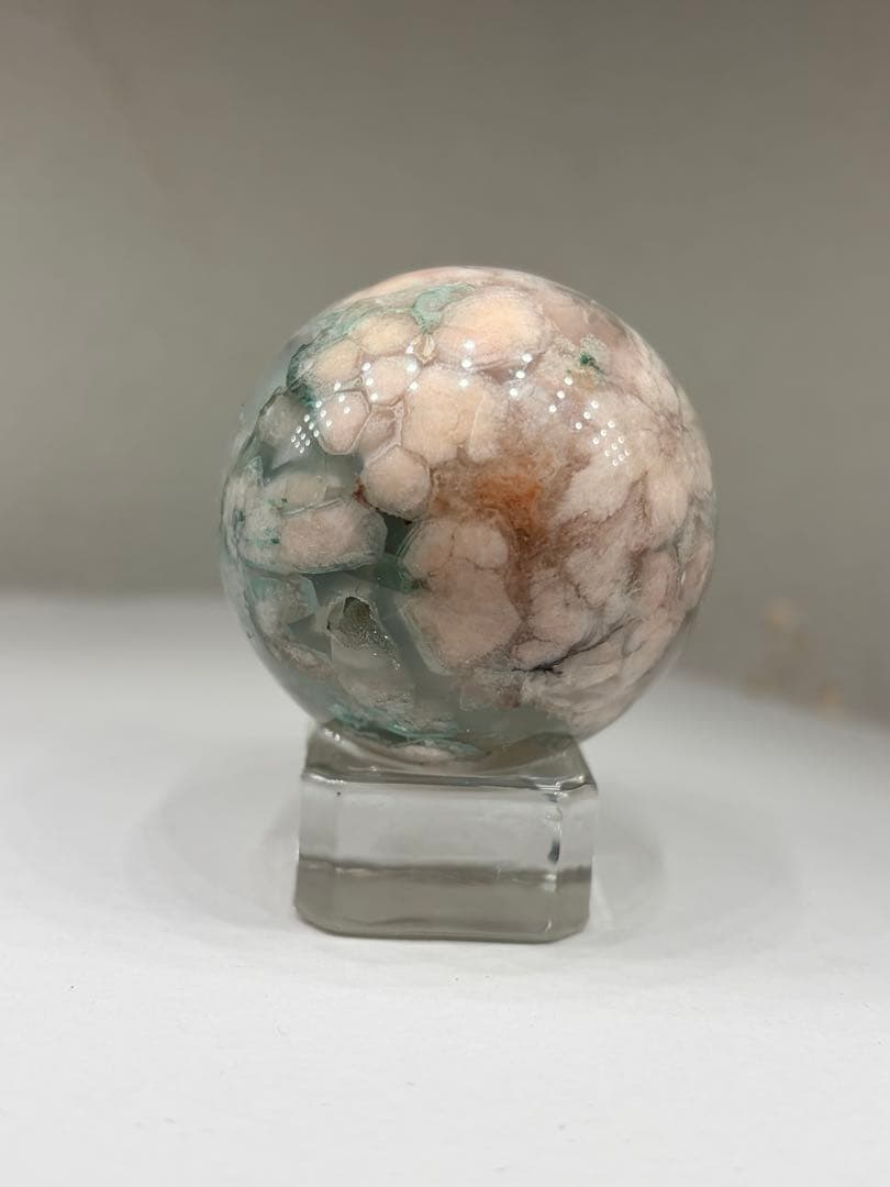 ☆癒し系天然石☆グリーンフラワーアゲート スフィアΦ43mm