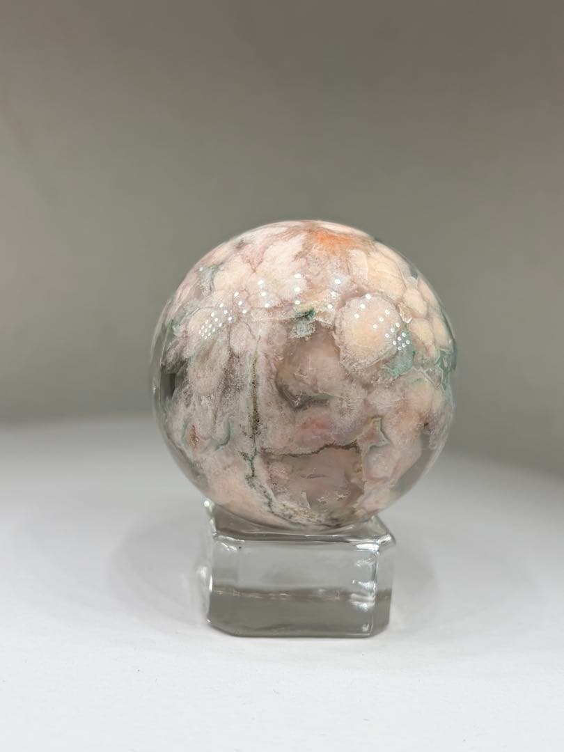 ☆癒し系天然石☆グリーンフラワーアゲート スフィアΦ43mm