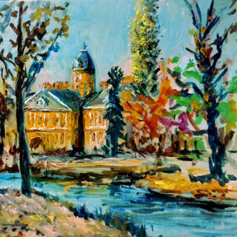 ☆ 高橋益之 ☆「 秋の道庁」油絵 　F３号サイズ 　新品！