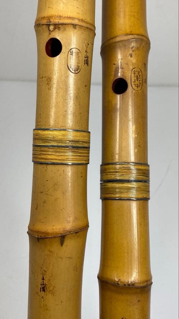 精莗在銘銀三線尺八2点味ある一品共箱全長55・48.5㎝東な7-0415☆2F