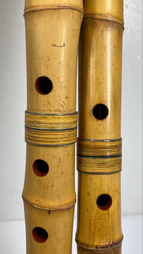 精莗在銘銀三線尺八2点味ある一品共箱全長55・48.5㎝東な7-0415☆2F