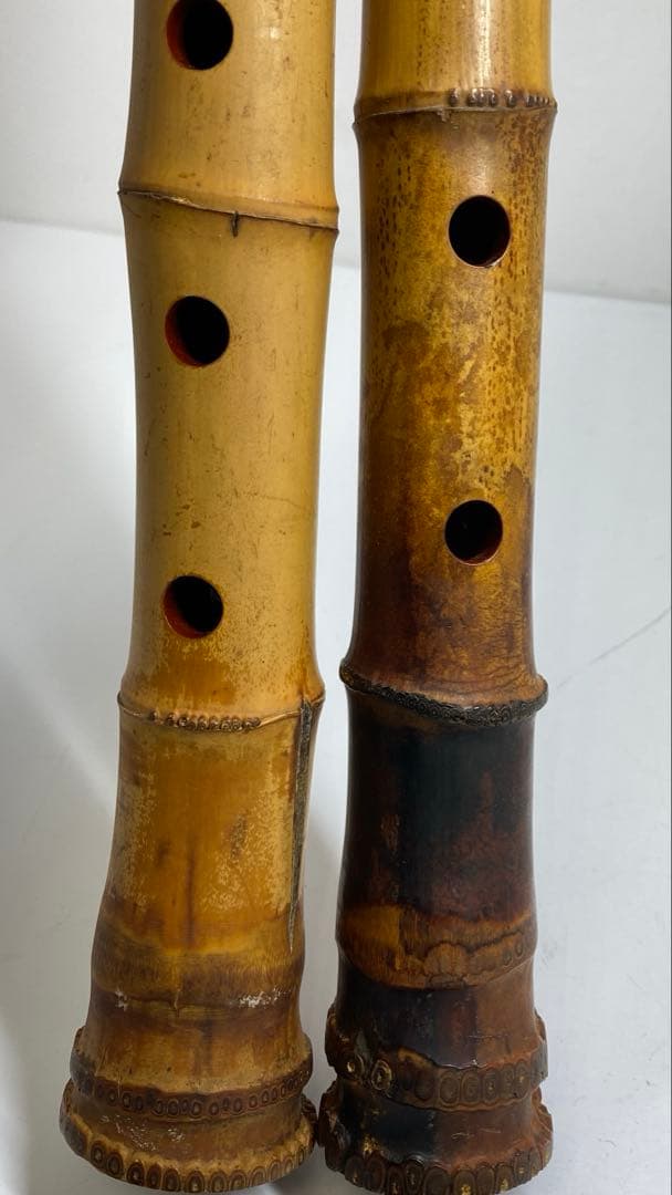 精莗在銘銀三線尺八2点味ある一品共箱全長55・48.5㎝東な7-0415☆2F