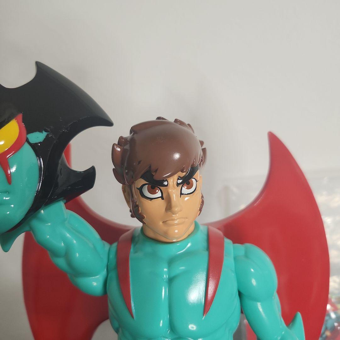 墓場の画廊 デビルマン マスク 面取れ ソフビ グリーン 一部塗装剥がれ