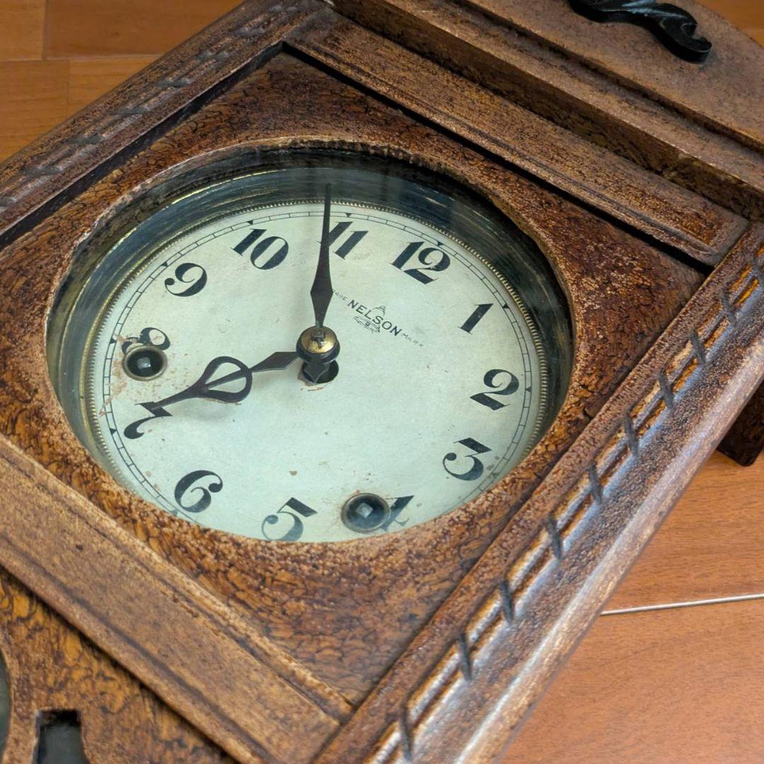 アンティーク掛時計　古時計　振り子時計　ゼンマイ掛時計　レトロ