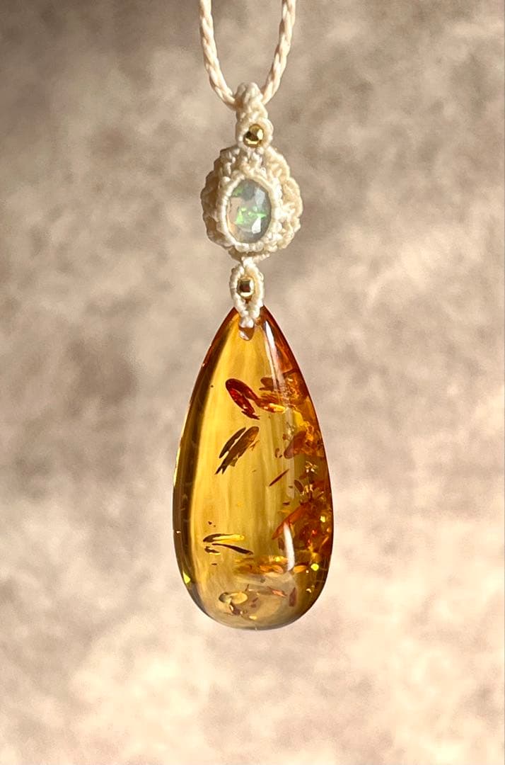 琥珀&宝石質オパール ペンダント
